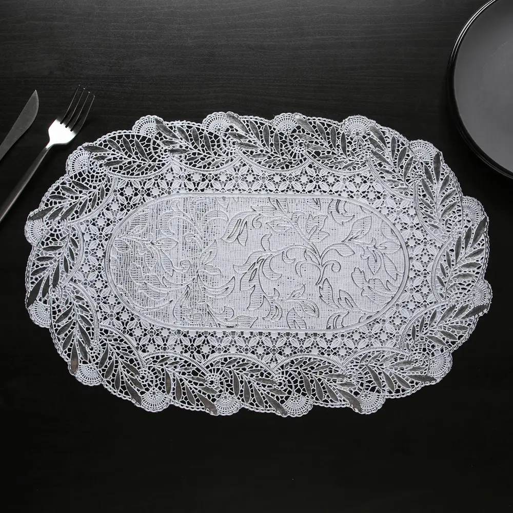 Фото 3 Набор салфеток ажурных Доляна «Подсолнухи» 46х30 см 4 шт ПВХ цвет серебро Фото 3 Набор салфеток ажурных Доляна «Подсолнухи» 46х30 см 4 шт ПВХ цвет серебро