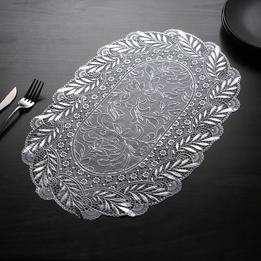 Фото 2 Набор салфеток ажурных Доляна «Подсолнухи» 46х30 см 4 шт ПВХ цвет серебро Фото 2 Набор салфеток ажурных Доляна «Подсолнухи» 46х30 см 4 шт ПВХ цвет серебро