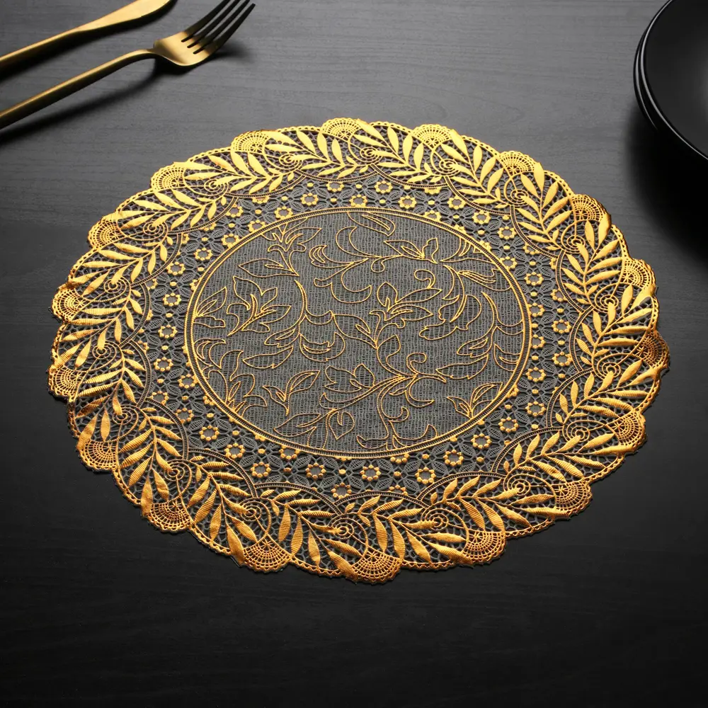 Фото 2 Набор салфеток ажурных Доляна «Листья» 30х30 см 4 шт ПВХ цвет золото Фото 2 Набор салфеток ажурных Доляна «Листья» 30х30 см 4 шт ПВХ цвет золото