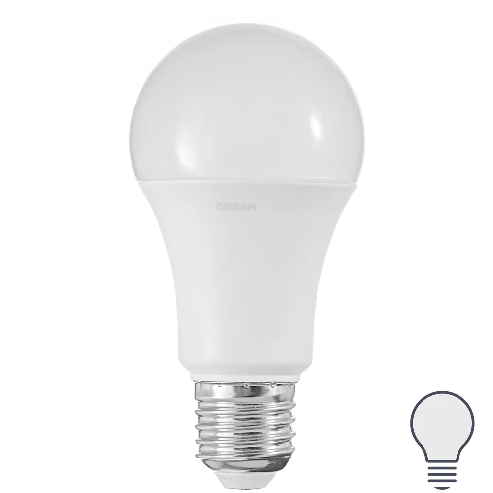 Фото Лампа светодиодная Osram E27 170-240 В 9 Вт груша матовая 806 Лм нейтральный белый свет Фото Лампа светодиодная Osram E27 170-240 В 9 Вт груша матовая 806 Лм нейтральный белый свет