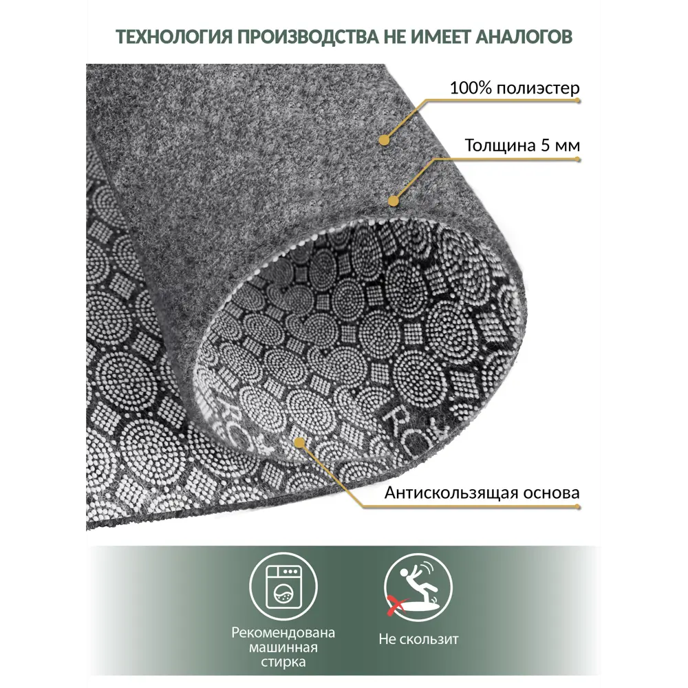 Фото 2 Коврик придверный icarpet Практик антискользящий 40x60 см серый Фото 2 Коврик придверный icarpet Практик антискользящий 40x60 см серый