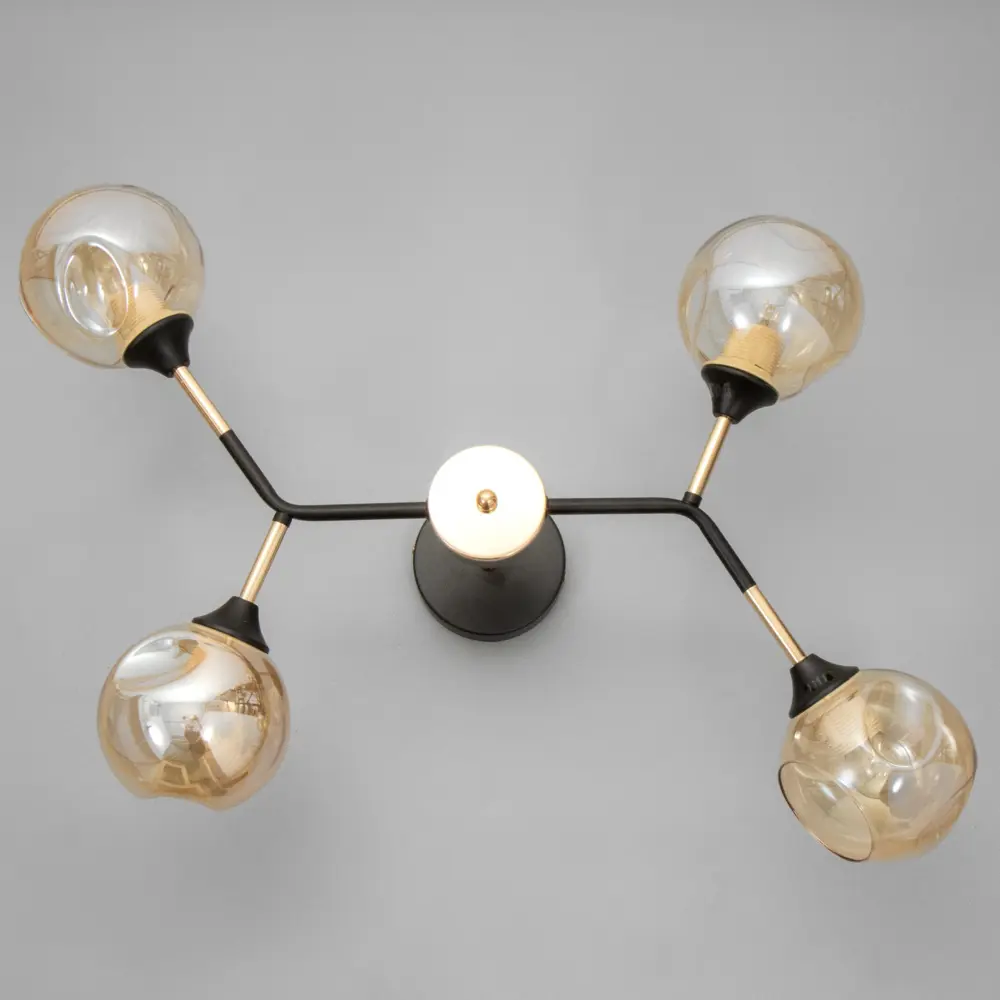 Фото 7 Люстра потолочная ГАЛЛОП 9364738 4 лампы 12 м² цвет черный