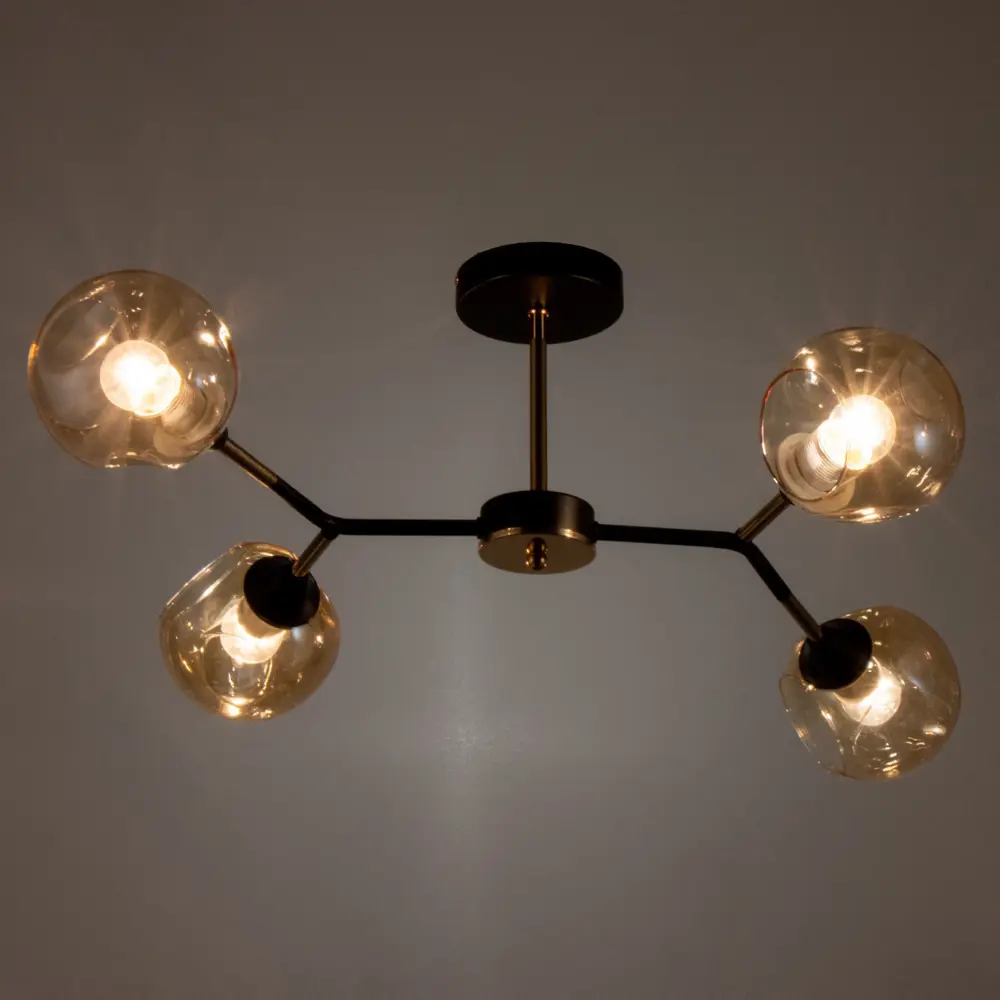 Фото 3 Люстра потолочная ГАЛЛОП 9364738 4 лампы 12 м² цвет черный