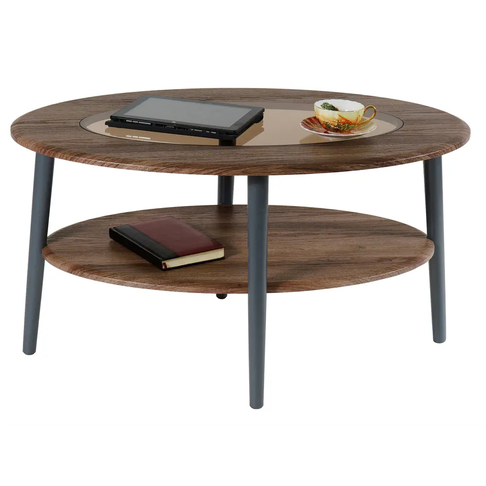 Фото 2 Стол журнальный Эль со стеклом СЖС-01 грецкий орех/серый Фото 2 Стол журнальный Эль со стеклом СЖС-01 грецкий орех/серый