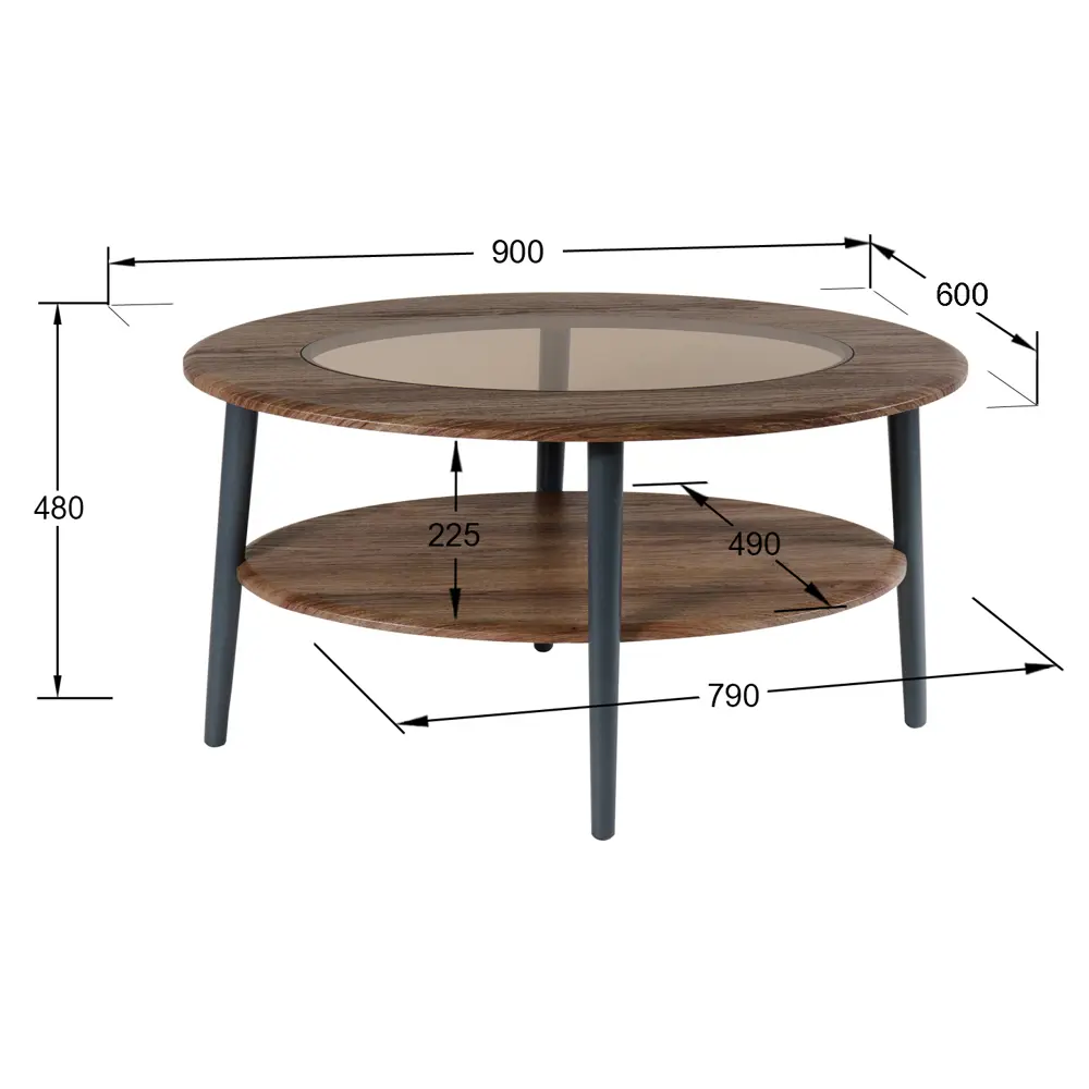 Фото 3 Стол журнальный Эль со стеклом СЖС-01 грецкий орех/серый Фото 3 Стол журнальный Эль со стеклом СЖС-01 грецкий орех/серый
