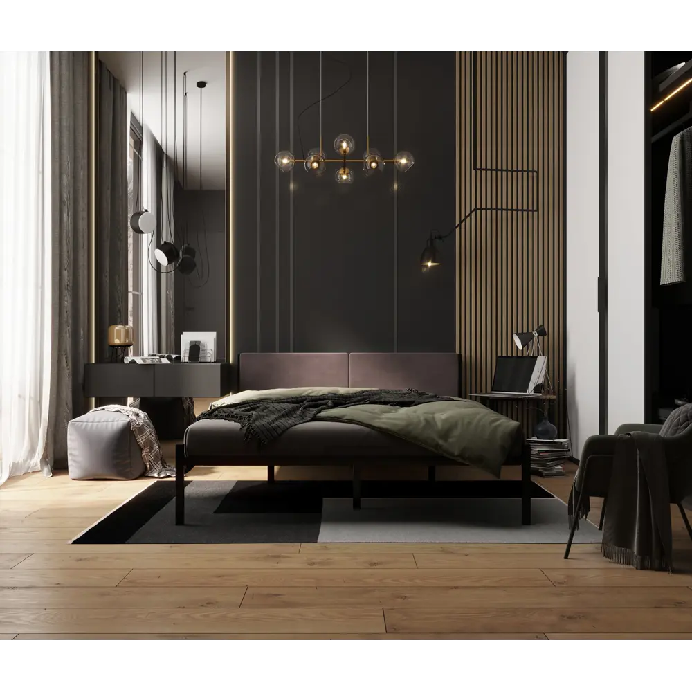 Фото 3 Кровать Roomiroom BStone-140cappuccino 140x200 см металл цвет черный Фото 3 Кровать Roomiroom BStone-140cappuccino 140x200 см металл цвет черный