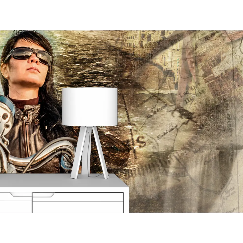 Фото 2 Фотообои флизелиновые Первое ателье 300x300 см Абстрактный рисунок с девушкой на мотоцикле pw28585 Фото 2 Фотообои флизелиновые Первое ателье 300x300 см Абстрактный рисунок с девушкой на мотоцикле pw28585