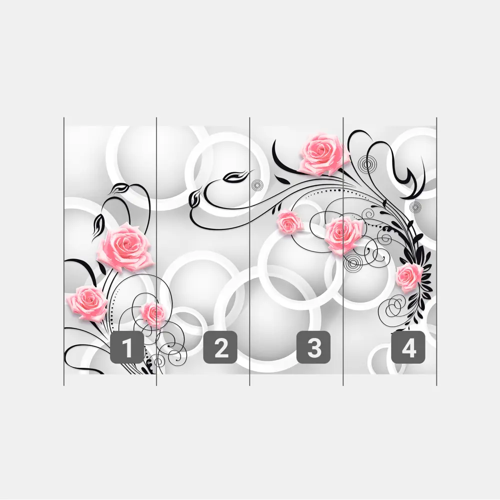 Фото 3 Фотообои флизелиновые Первое ателье 400x265 см Узор с цветами на фоне кругов pw73834-4 Фото 3 Фотообои флизелиновые Первое ателье 400x265 см Узор с цветами на фоне кругов pw73834-4