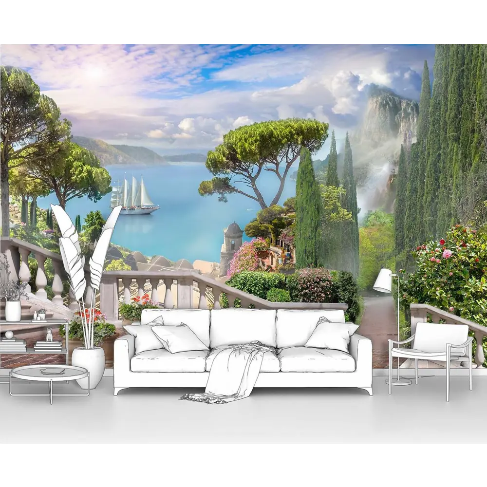 Фото Фотообои флизелиновые Первое ателье 200x130 см Спуск по лестнице в зеленый сад pw28759-2