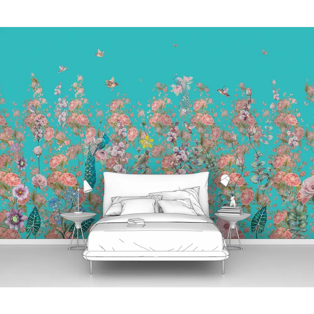 Фото Фотообои флизелиновые Первое ателье 200x130 см Птицы, цветы и розы pw72098-2