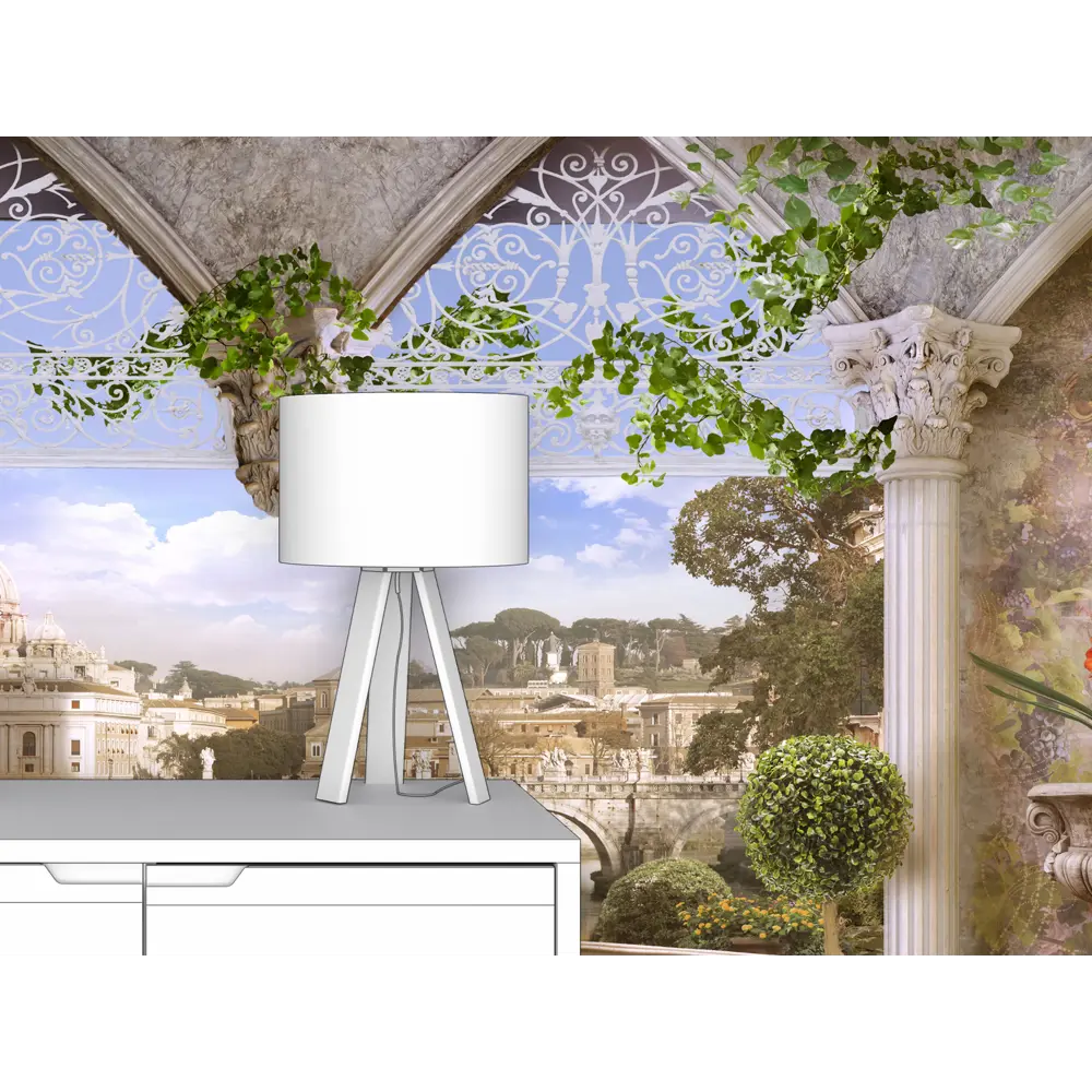 Фото 2 Фотообои флизелиновые Первое ателье 300x150 см Вид на старый город сквозь арки pw78650-3 Фото 2 Фотообои флизелиновые Первое ателье 300x150 см Вид на старый город сквозь арки pw78650-3