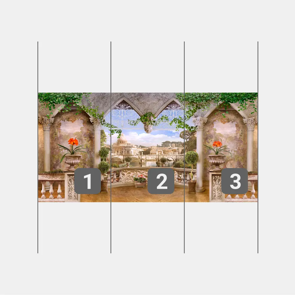 Фото 3 Фотообои флизелиновые Первое ателье 300x150 см Вид на старый город сквозь арки pw78650-3 Фото 3 Фотообои флизелиновые Первое ателье 300x150 см Вид на старый город сквозь арки pw78650-3