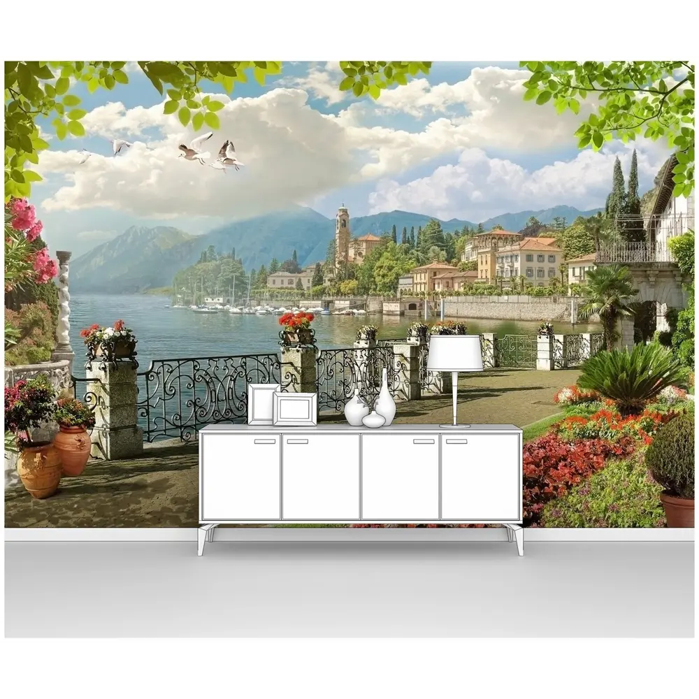 Фото Фотообои флизелиновые Первое ателье 200x130 см Ранним утром на средиземноморской набережной pw28869-2 Фото Фотообои флизелиновые Первое ателье 200x130 см Ранним утром на средиземноморской набережной pw28869-2