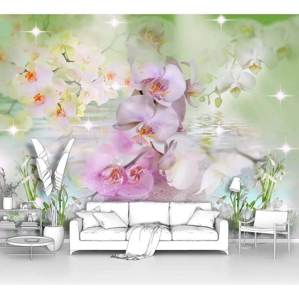 Фото Фотообои флизелиновые Первое ателье 200x150 см Прекрасные Орхидеи в бликах pw28832-2 Фото Фотообои флизелиновые Первое ателье 200x150 см Прекрасные Орхидеи в бликах pw28832-2