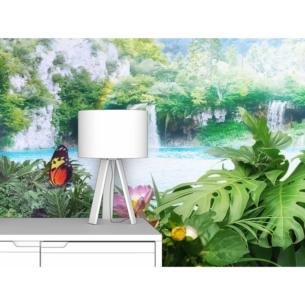 Фото 2 Фотообои флизелиновые Первое ателье 300x195 см Арка из тропических пальм с видом на водопад pw94402-3 Фото 2 Фотообои флизелиновые Первое ателье 300x195 см Арка из тропических пальм с видом на водопад pw94402-3