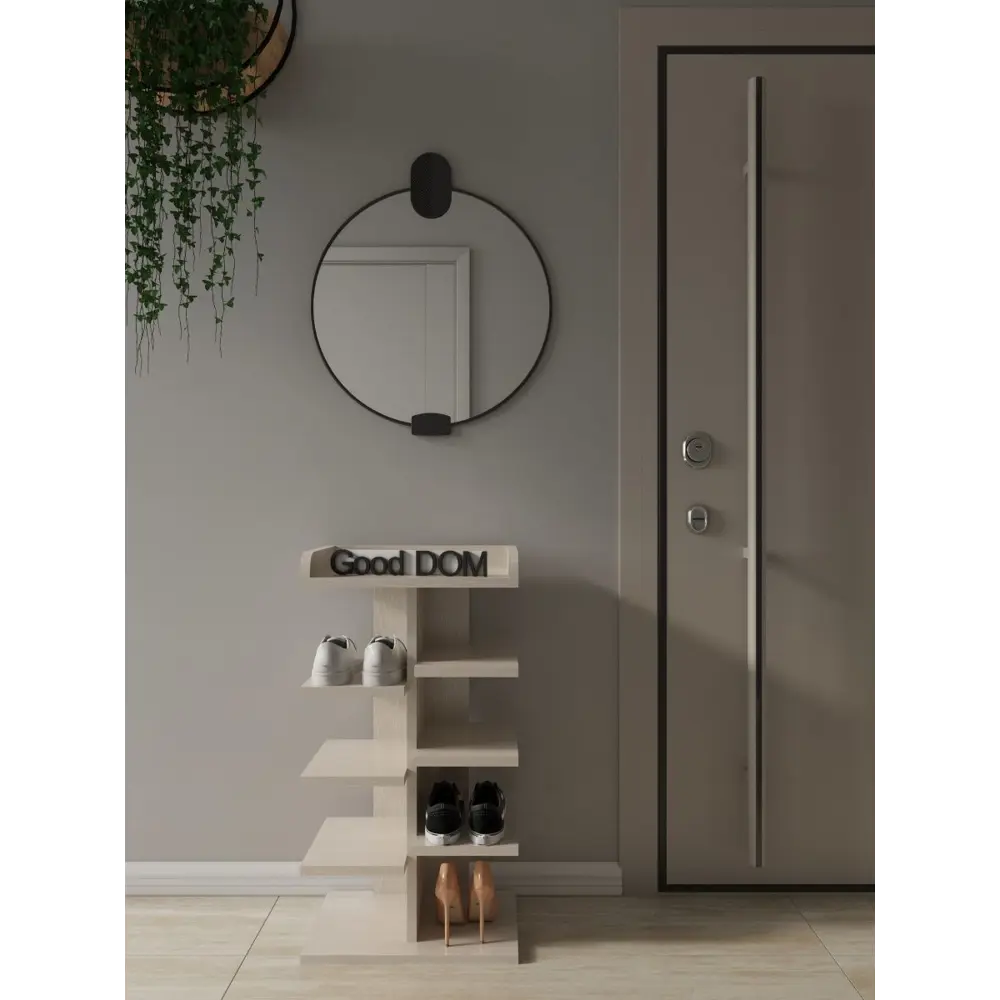 Фото 5 Полка для обуви Good-дом 44x80x30 см 8 полок ЛДСП цвет светло-бежевый