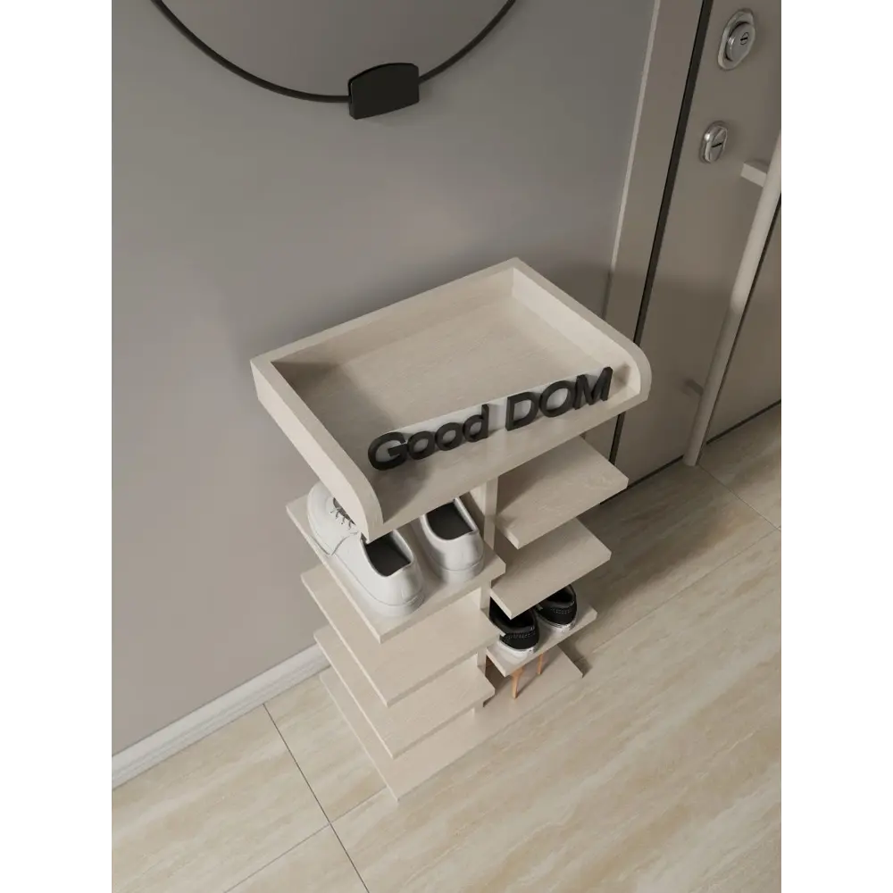 Фото 6 Полка для обуви Good-дом 44x80x30 см 8 полок ЛДСП цвет светло-бежевый