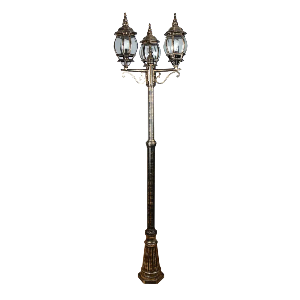 Фото Столб уличный Elektrostandard NLG99HL005 Farola 3 лампы 60 Вт цвет черное золото