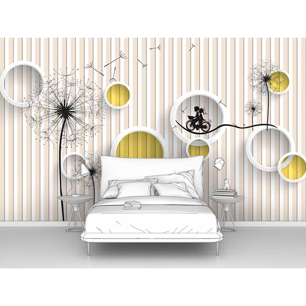 Фото Фотообои флизелиновые Первое ателье 300x180 см Одуванчик с кружками pw95946-3