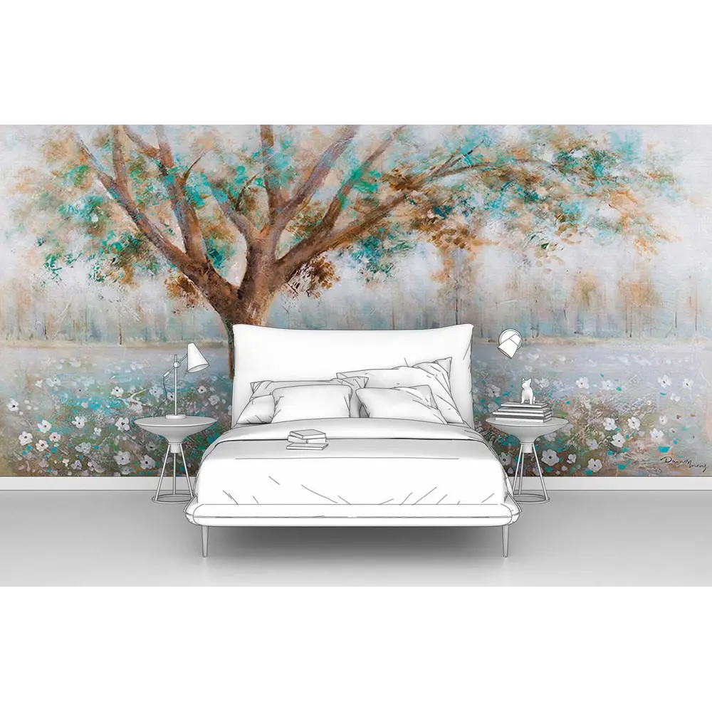 Фото Фотообои флизелиновые Первое ателье 300x150 см Дерево на цветущей поляне pw96237-3 Фото Фотообои флизелиновые Первое ателье 300x150 см Дерево на цветущей поляне pw96237-3