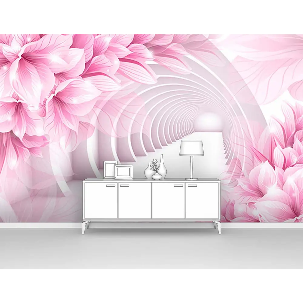 Фото Фотообои флизелиновые Первое ателье 300x190 см Розовые своды в цветах pw95235-3 Фото Фотообои флизелиновые Первое ателье 300x190 см Розовые своды в цветах pw95235-3