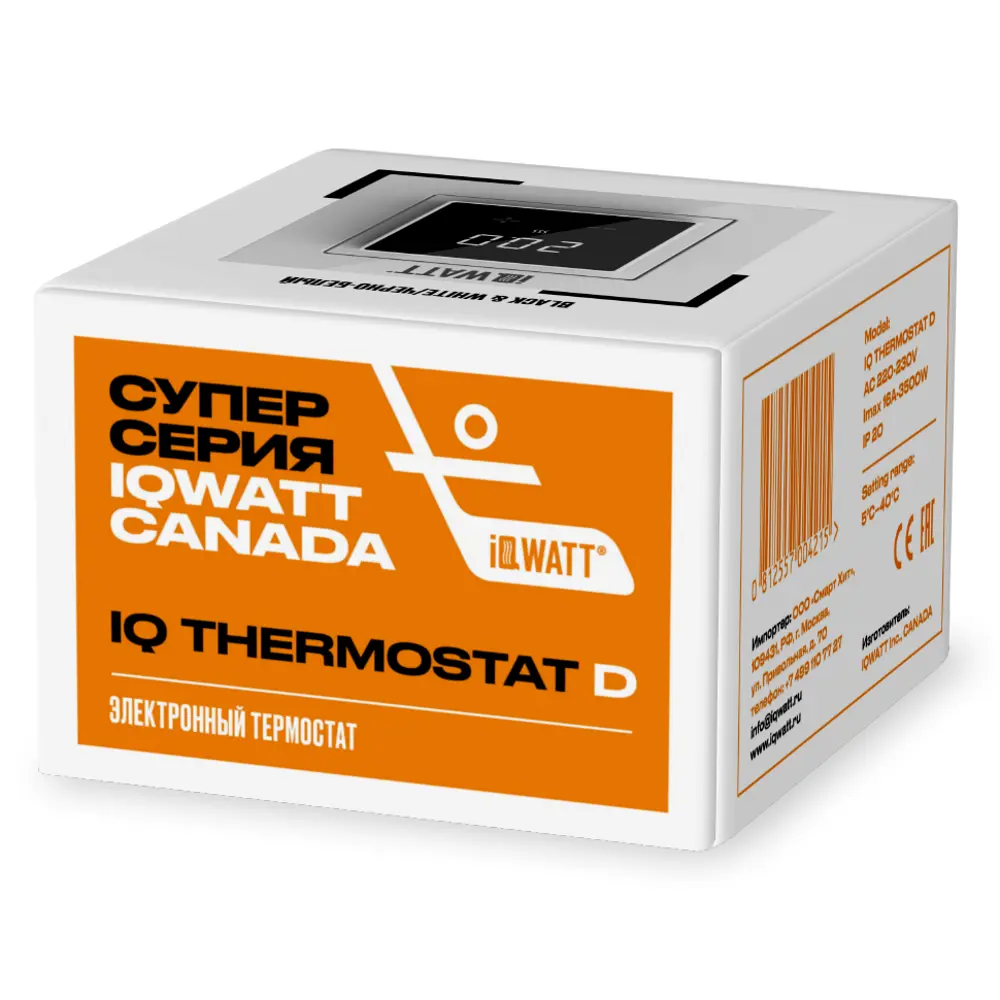 Фото 2 Терморегулятор для теплого пола Iqwatt D электронный цвет бело-черный Фото 2 Терморегулятор для теплого пола Iqwatt D электронный цвет бело-черный