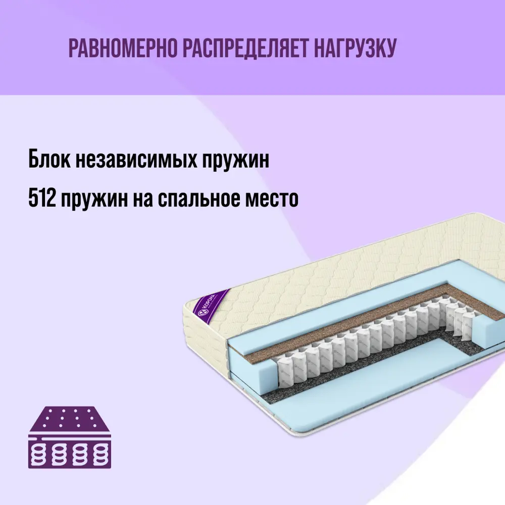 Фото 4 Матрас Джуниор Орион 90x200 см независимый пружинный блок, детский, ортопедический, жесткий Фото 4 Матрас Джуниор Орион 90x200 см независимый пружинный блок, детский, ортопедический, жесткий