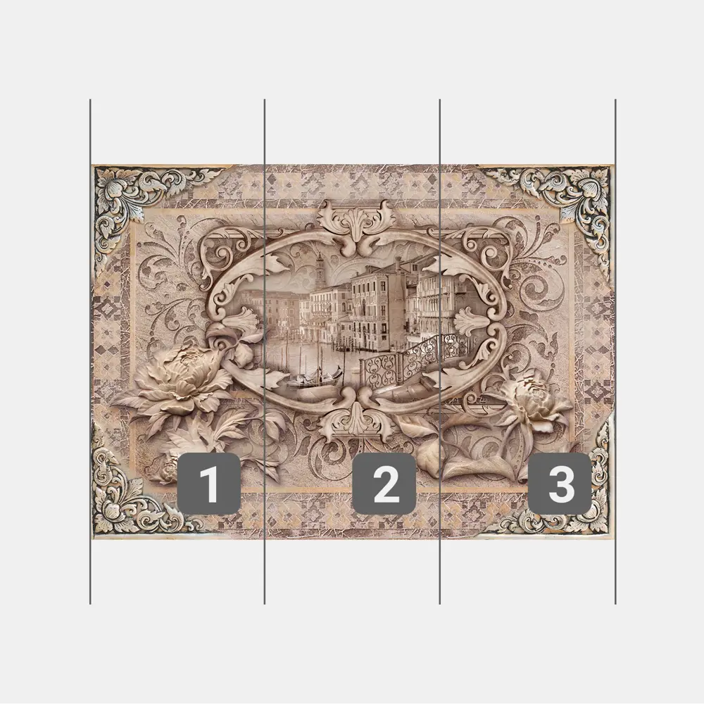 Фото 3 Фотообои флизелиновые Первое ателье 200x140 см Венеция в рамке из цветов pw97374-3