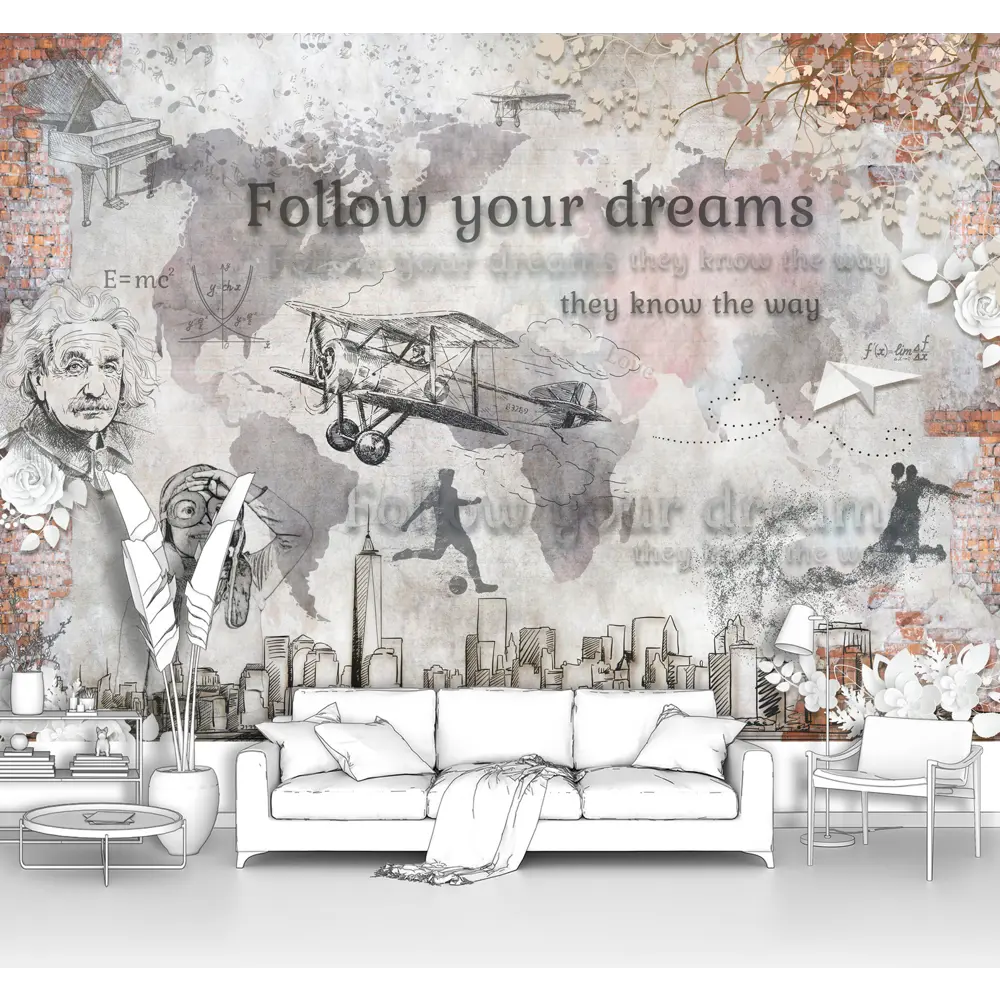 Фото Фотообои флизелиновые Первое ателье 145x100 см Коллаж - Следуй за мечтой pw94779-1 Фото Фотообои флизелиновые Первое ателье 145x100 см Коллаж - Следуй за мечтой pw94779-1