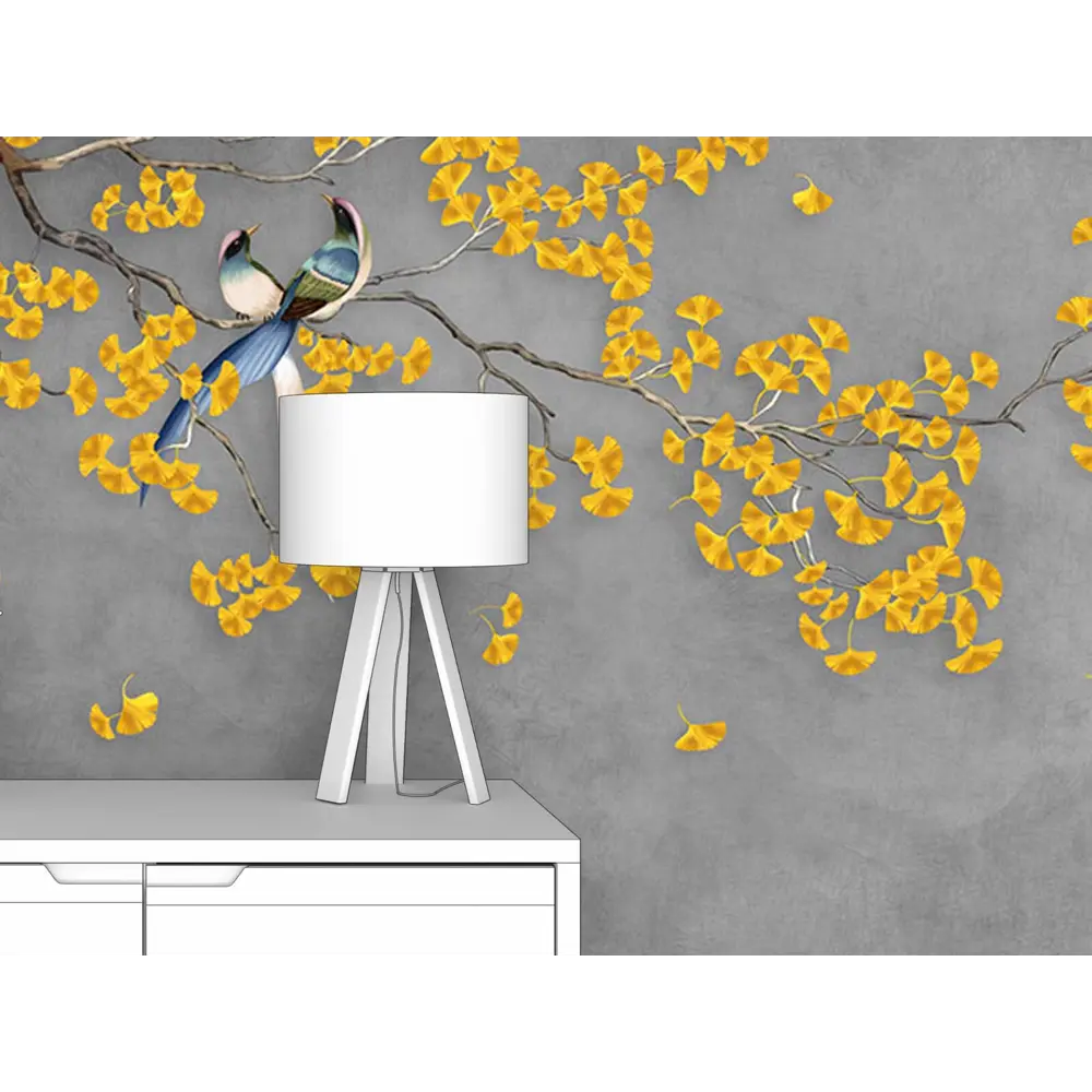 Фото 2 Фотообои флизелиновые Первое ателье 150x100 см Желтая цветущая ветка с птицами pw96304-1 Фото 2 Фотообои флизелиновые Первое ателье 150x100 см Желтая цветущая ветка с птицами pw96304-1