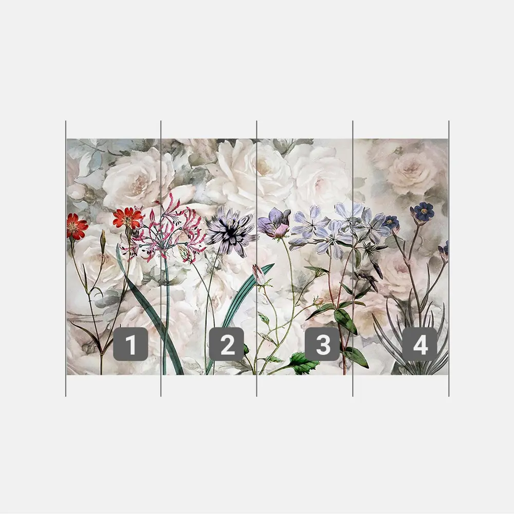 Фото 3 Фотообои флизелиновые Первое ателье 400x250 см Белые розы с полевыми цветами pw95974-4