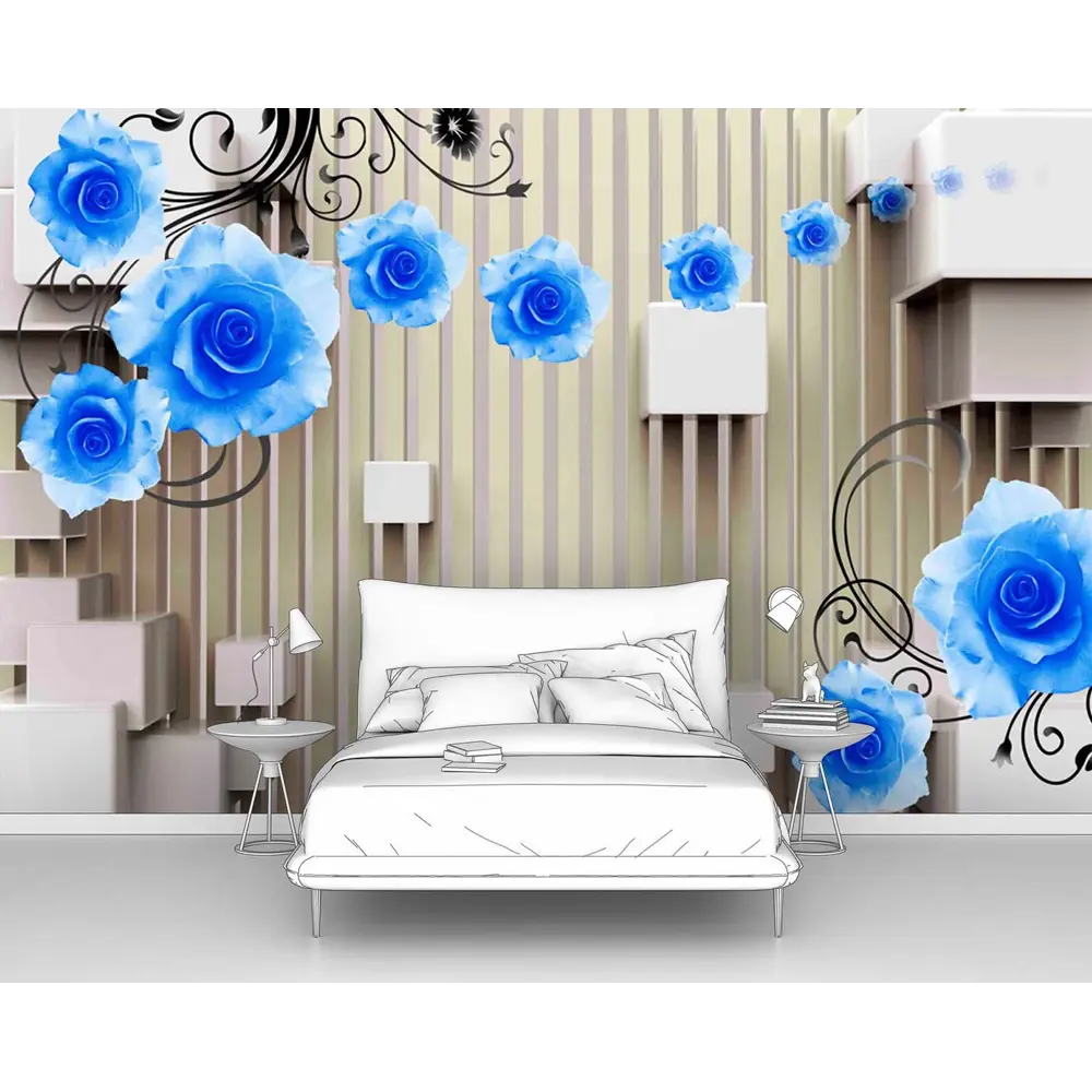 Фото Фотообои флизелиновые Первое ателье 155x100 см Кубы и синие розы pw95723-1 Фото Фотообои флизелиновые Первое ателье 155x100 см Кубы и синие розы pw95723-1