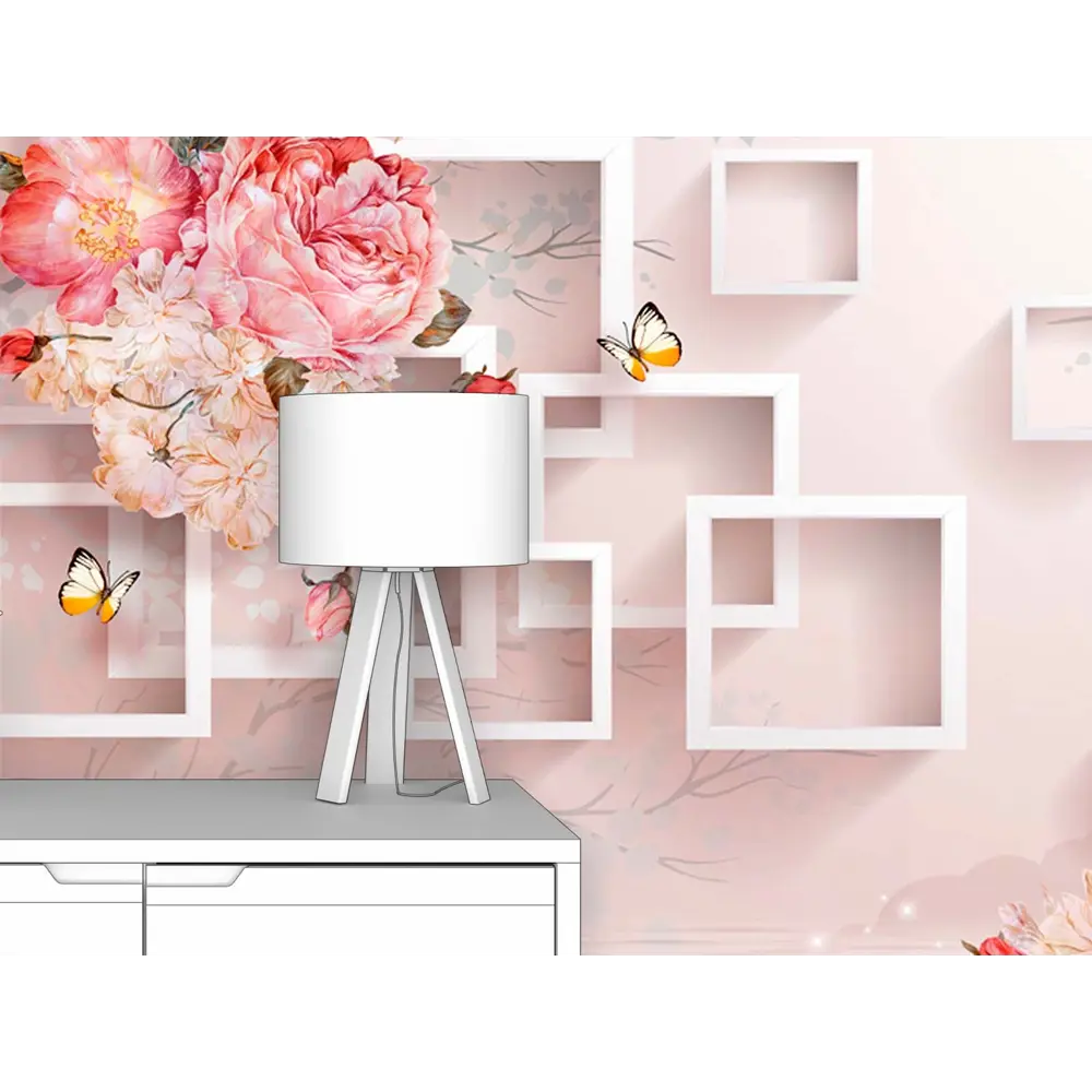 Фото 2 Фотообои флизелиновые Первое ателье 400x250 см Кудрявые розы с квадратами pw96072-4 Фото 2 Фотообои флизелиновые Первое ателье 400x250 см Кудрявые розы с квадратами pw96072-4