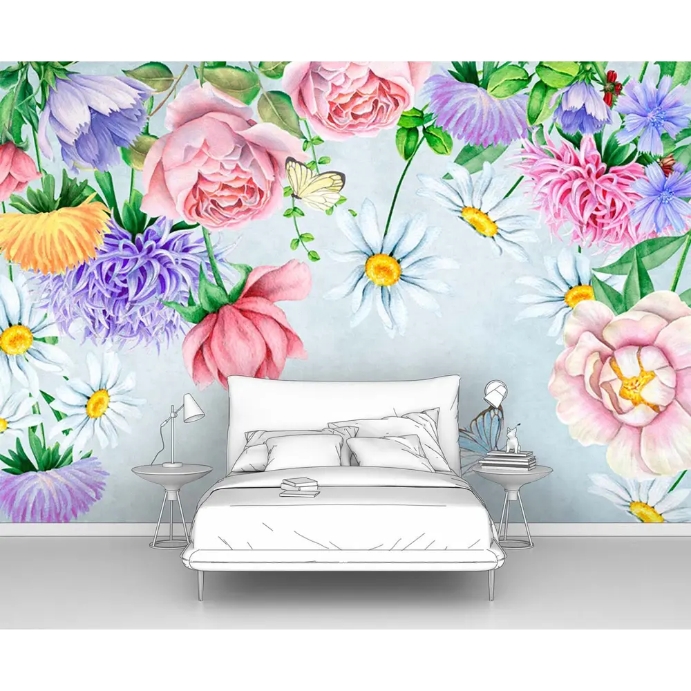 Фото Фотообои флизелиновые Первое ателье 400x270 см Композиция из веселеньких цветов pw96787-4 Фото Фотообои флизелиновые Первое ателье 400x270 см Композиция из веселеньких цветов pw96787-4