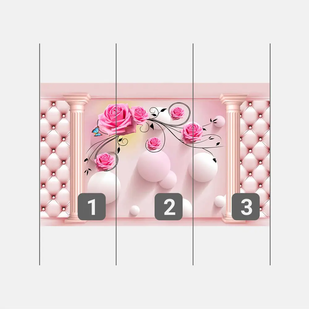 Фото 3 Фотообои флизелиновые Первое ателье 300x190 см Выпуклые круги и розы в проеме колонн pw95165-3