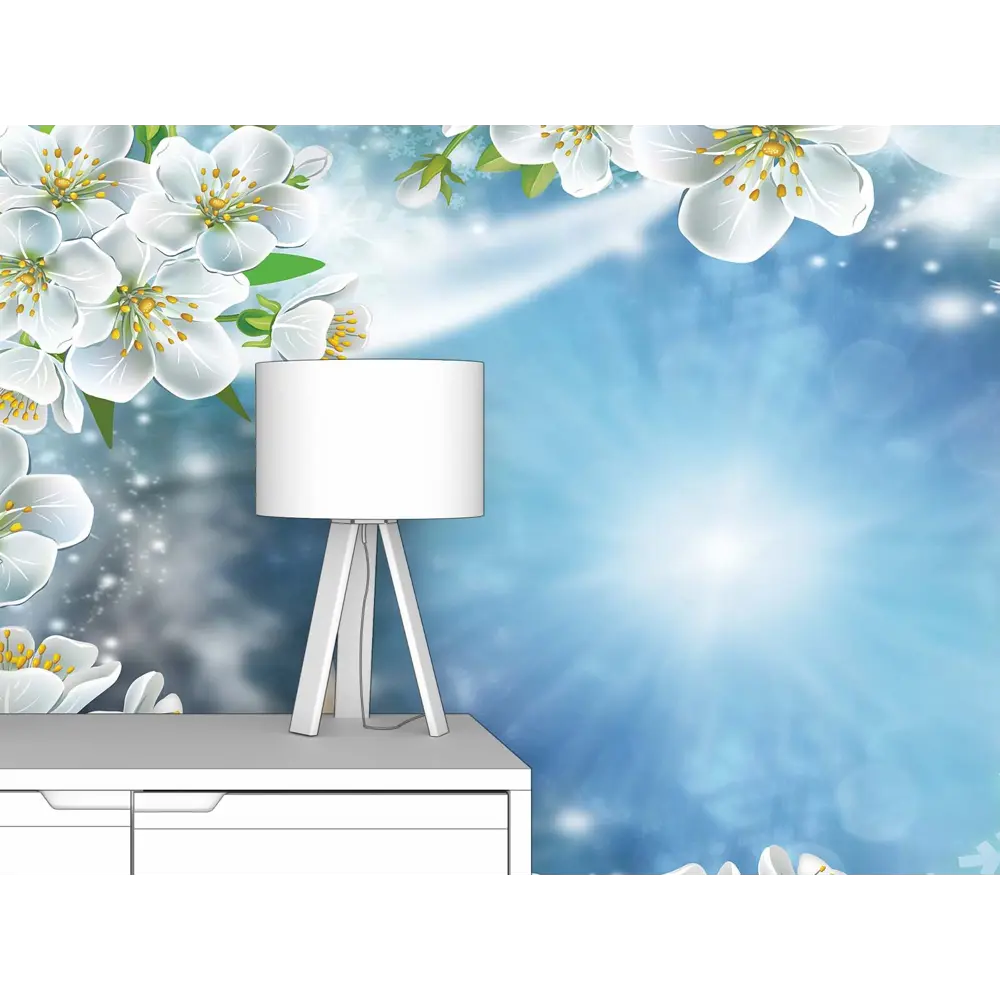 Фото 2 Фотообои флизелиновые Первое ателье 400x250 см Небо в рамке из цветов pw95213-4