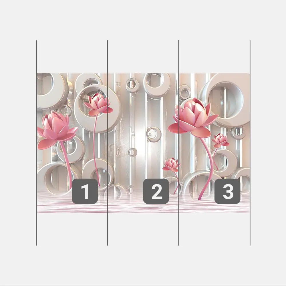 Фото 3 Фотообои флизелиновые Первое ателье 400x265 см Круги и розовые лотосы pw95609-4