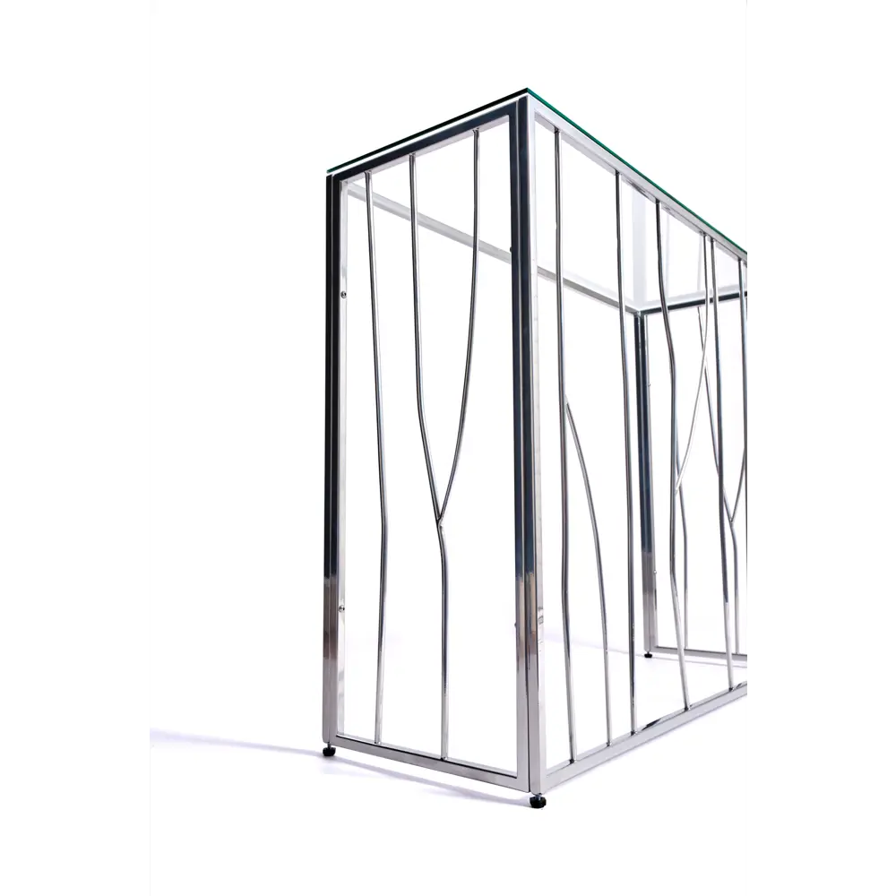Фото 3 Консоль напольная Allconsoles 1021-CS clear 100x80x35 см сталь цвет серебряный Фото 3 Консоль напольная Allconsoles 1021-CS clear 100x80x35 см сталь цвет серебряный