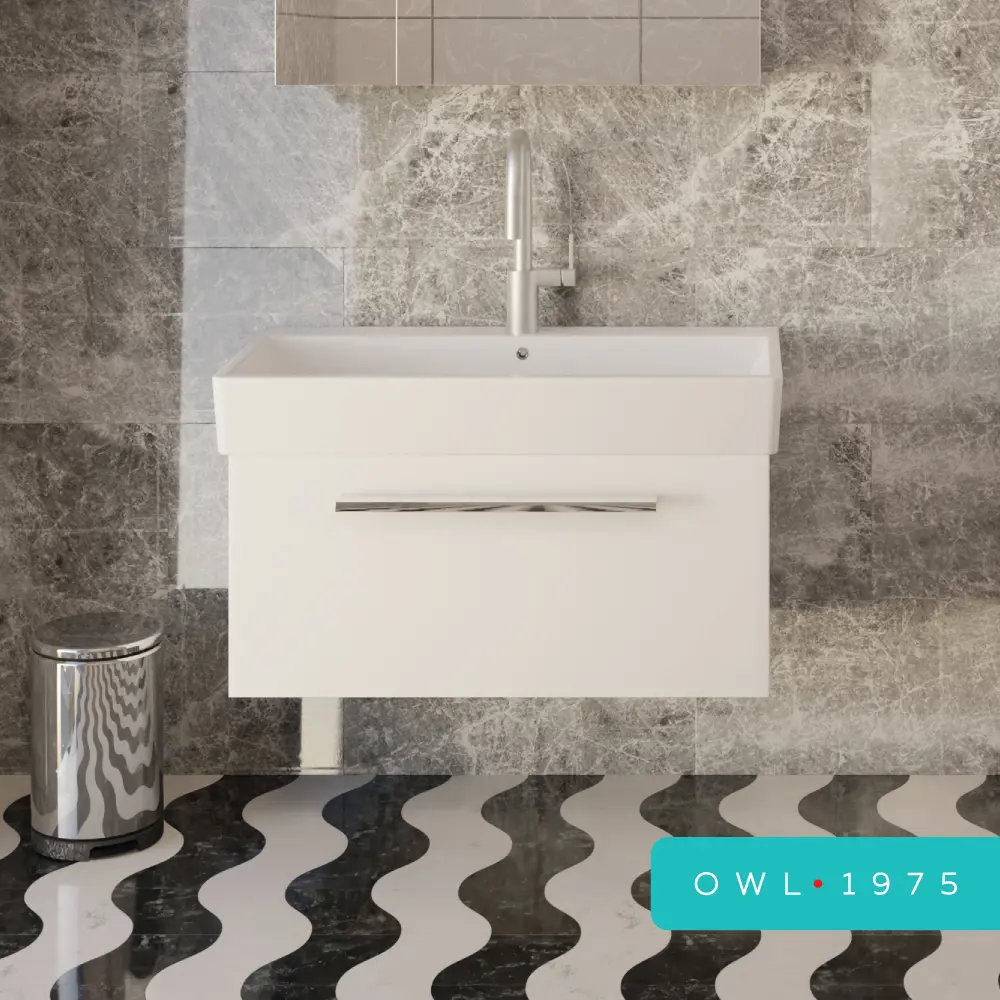 Фото 2 Тумба под раковину подвесная Owl 1975 ИМRAG85 82.5см цвет белый, с раковиной Фото 2 Тумба под раковину подвесная Owl 1975 ИМRAG85 82.5см цвет белый, с раковиной