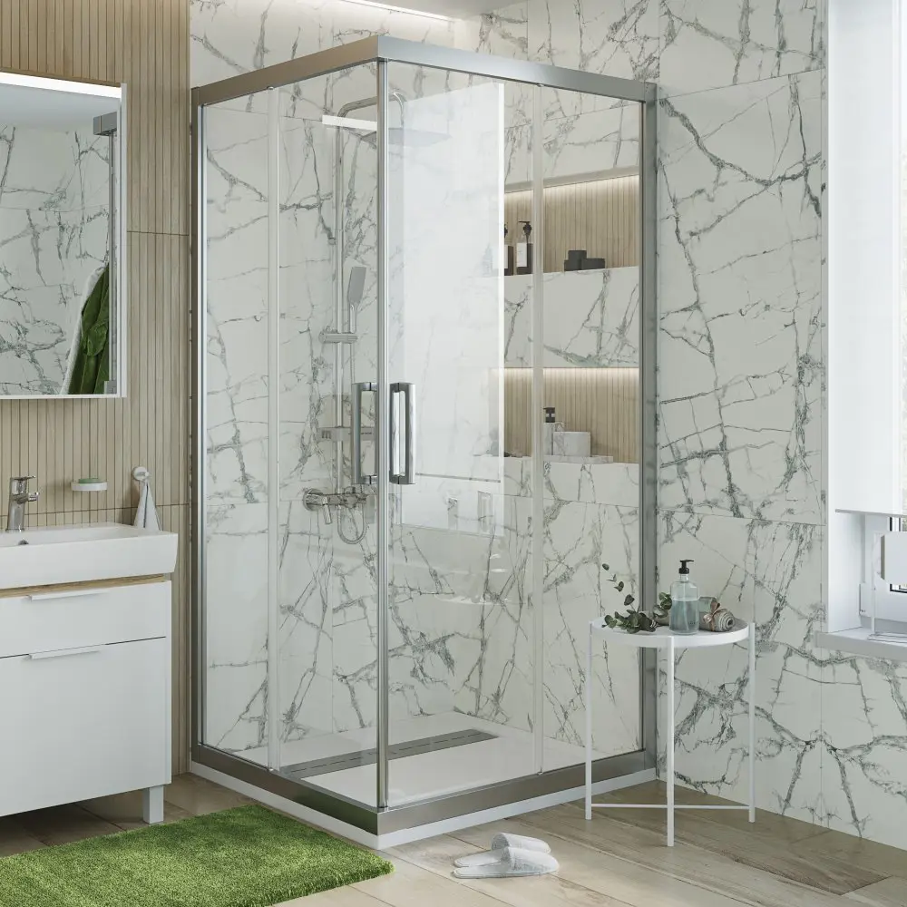 Фото 6 Душевой уголок Stworki 409057 прямой 90х90см хромированный профиль эффект стекла прозрачный Фото 6 Душевой уголок Stworki 409057 прямой 90х90см хромированный профиль эффект стекла прозрачный
