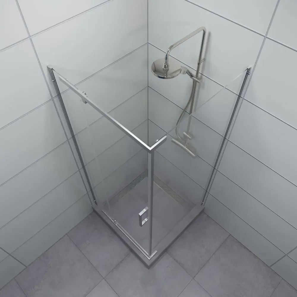 Фото 10 Душевой уголок Diwo 571091 прямой 88х88см хромированный профиль эффект стекла прозрачный