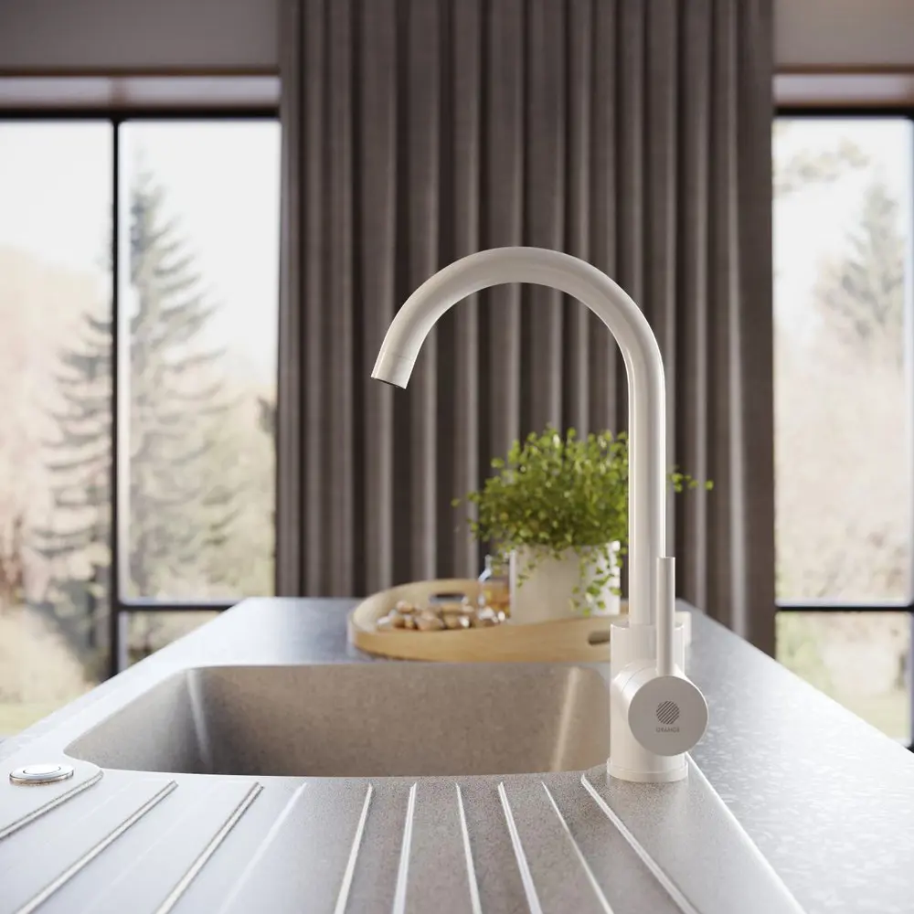 Фото 3 Смеситель для кухни однорычажный Domaci Равенна ks-01w высота 26.5 см цвет белый