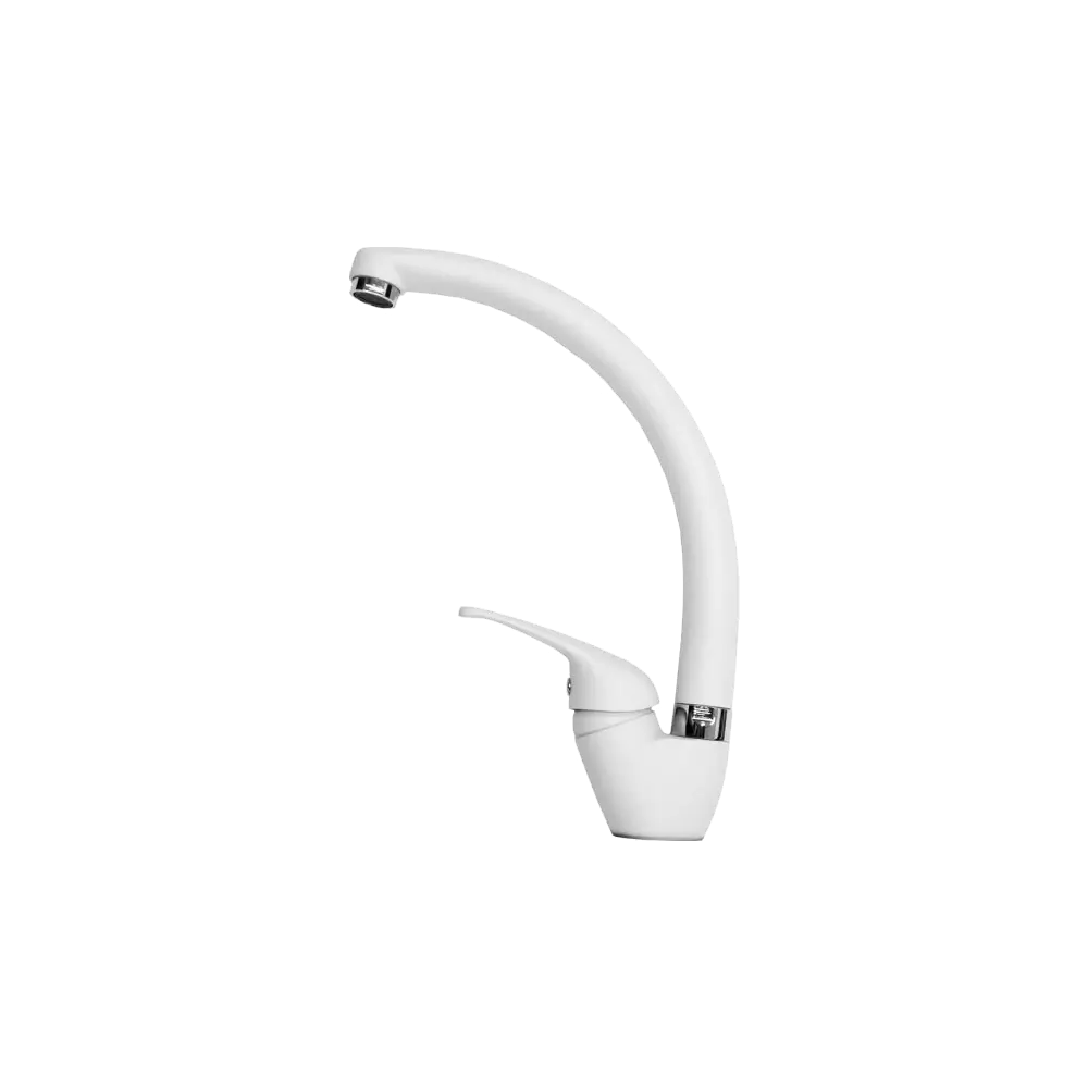 Фото 5 Смеситель для кухни однорычажный Domaci Солерно ec-3013 высота 23.5 см цвет белый