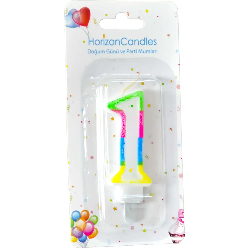 Фото Свеча Horizon Candles для торта Цифра 1 разноцветная Фото Свеча Horizon Candles для торта Цифра 1 разноцветная