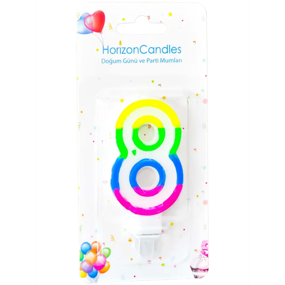 Фото Свеча Horizon Candles для торта Цифра 8 разноцветная Фото Свеча Horizon Candles для торта Цифра 8 разноцветная