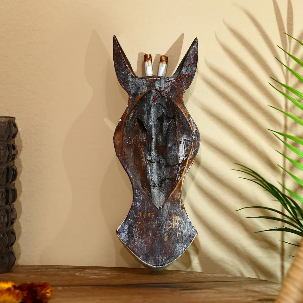 Фото 2 Панно маска интерьерная "Жираф" белые рожки узор 30 см Фото 2 Панно маска интерьерная "Жираф" белые рожки узор 30 см