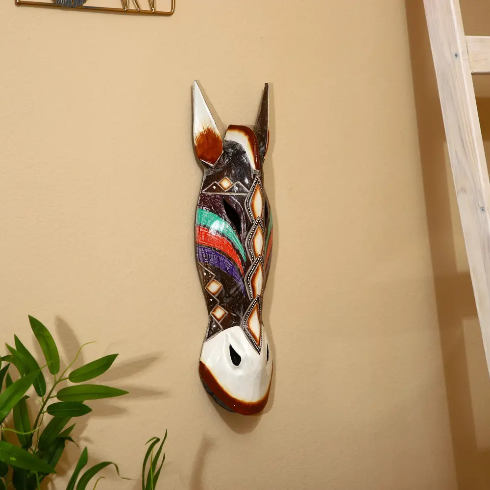 Фото 3 Панно маска интерьерная "Зебра" цветные полосы и ромбы, 50 см Фото 3 Панно маска интерьерная "Зебра" цветные полосы и ромбы, 50 см