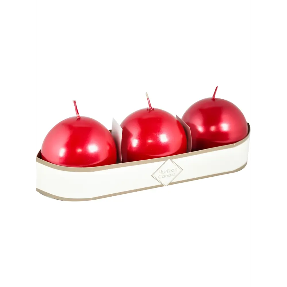 Фото Свеча Horizon Candles шар d 60 мм 3 шт/уп красная металлик Фото Свеча Horizon Candles шар d 60 мм 3 шт/уп красная металлик
