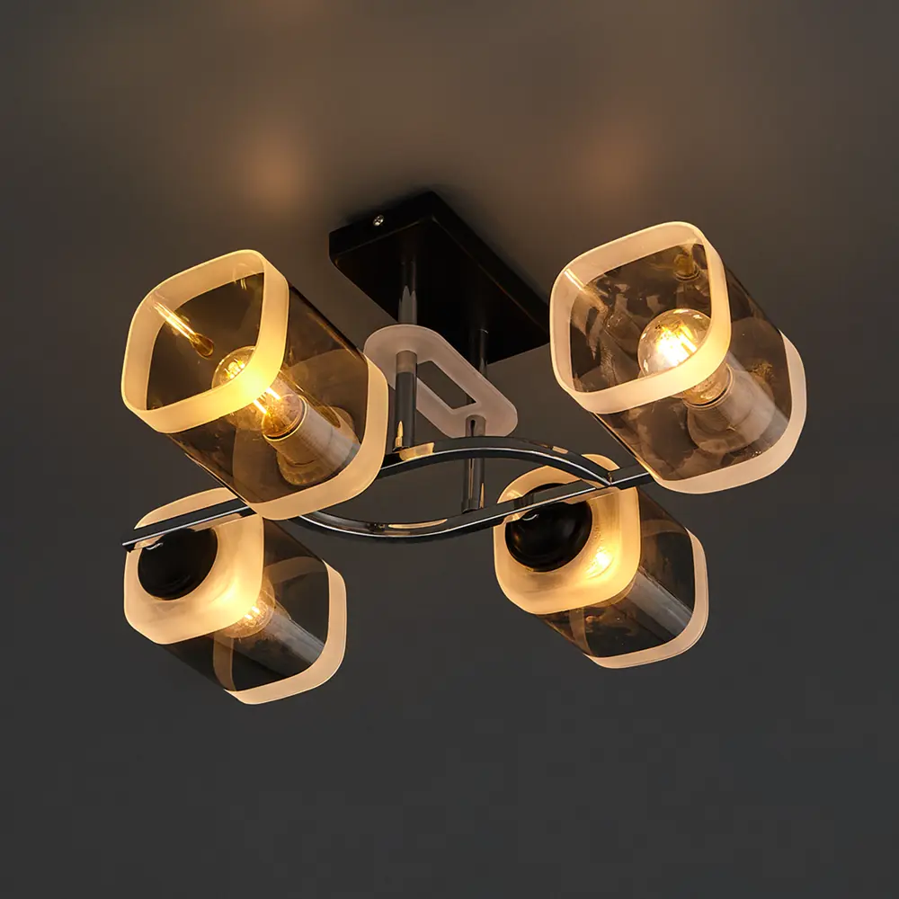 Фото 3 Люстра потолочная Jlight Kira 3122/4C, 4 лампы, 12 м², цвет серый/черный