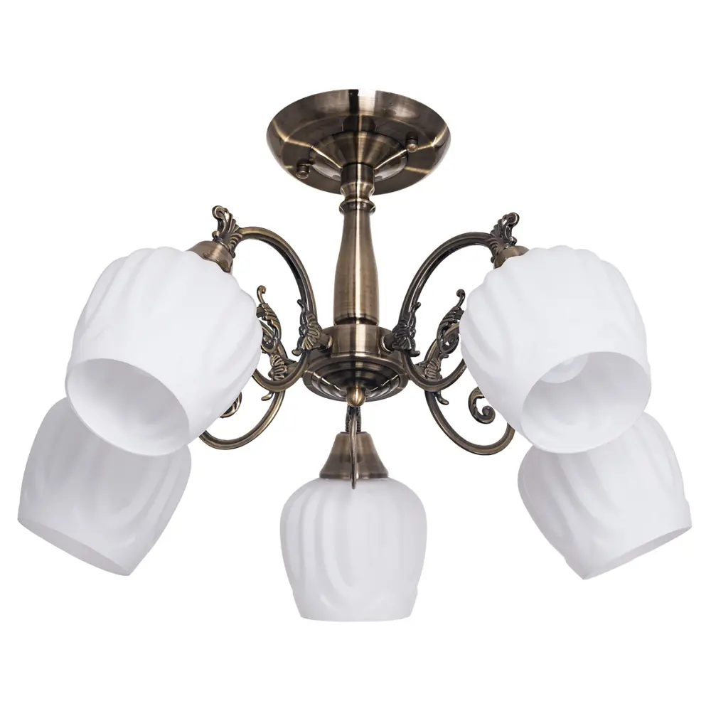 Фото Люстра потолочная ЭКОНОМСВЕТ 11232X/5AB WT 2737285 5 ламп 15 м² цвет бронза